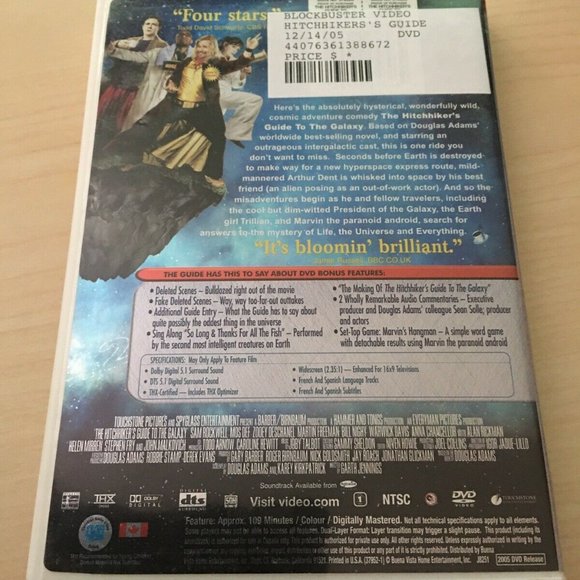 THE HITCHHIKERS GUIDE TO THE GALAXY - DVD MOVIE - Picture 2 of 2